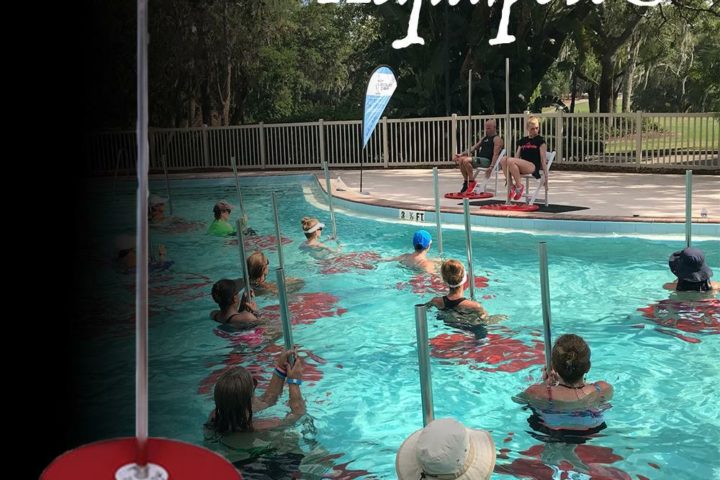 Aquatic training session in a pool