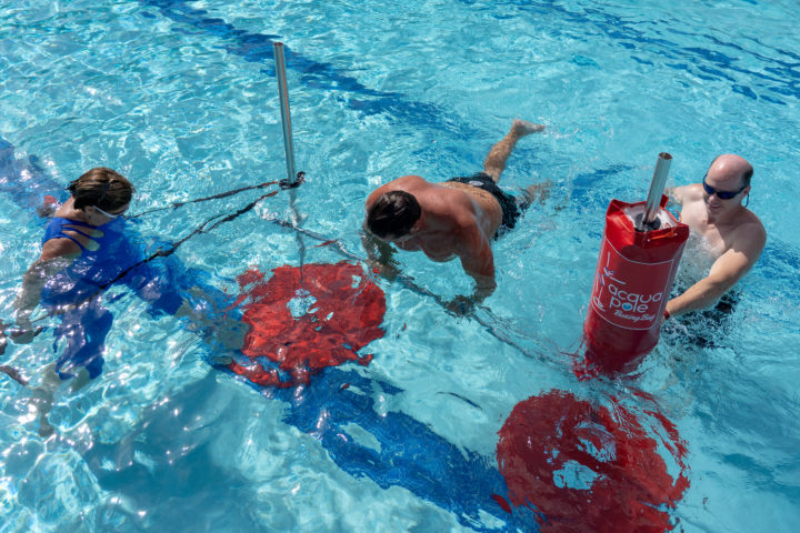 Aquatic class participants in a pool